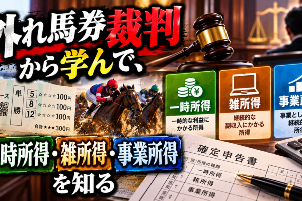 外れ馬券裁判から学んで、一時所得・雑所得・事業所得を知る